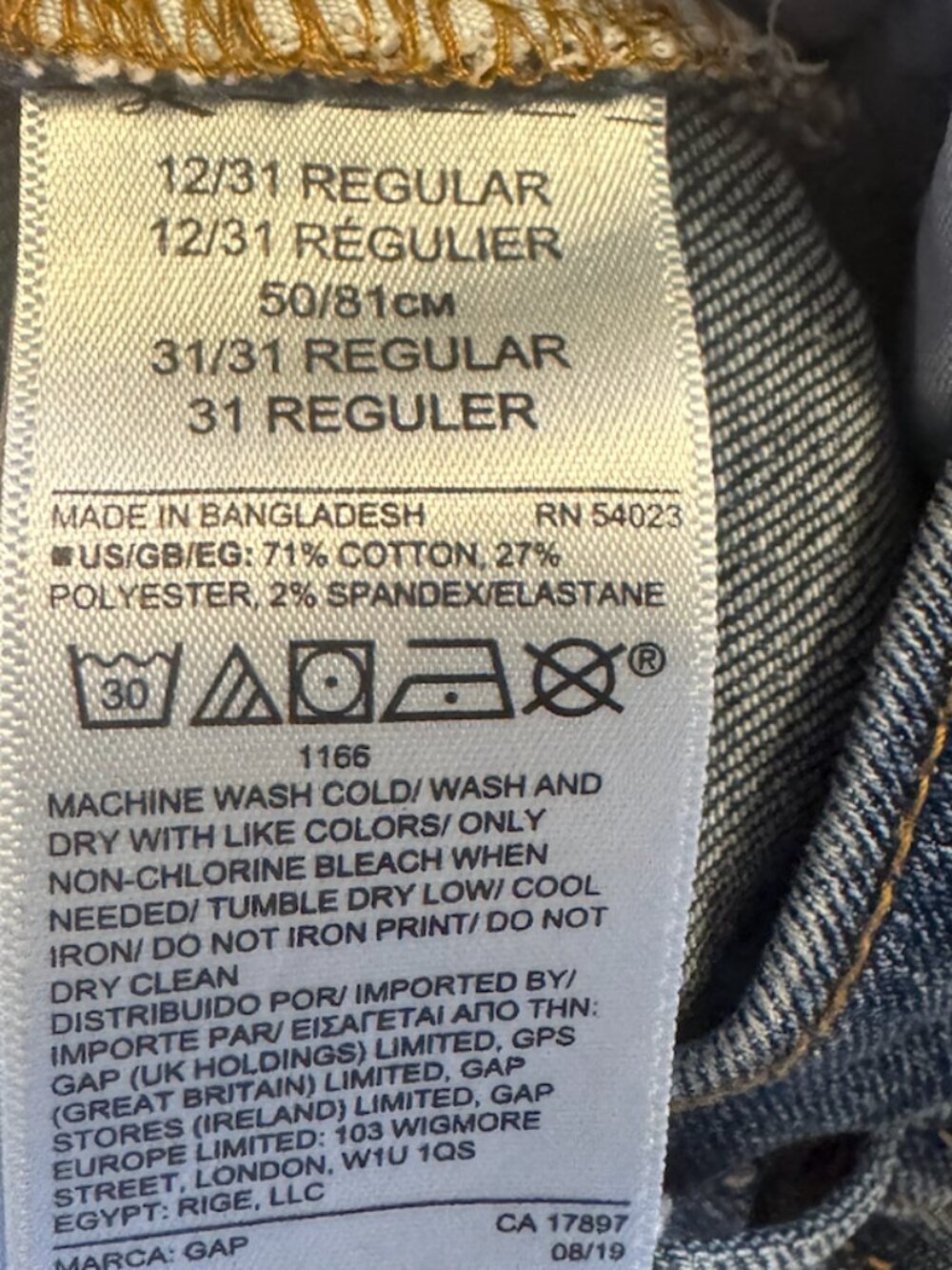 GAP Classic Straight jeans | 12/31 Reg | medium wash - (WJGP12) - Picture 7 of 7